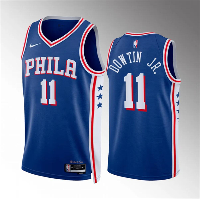Men's Philadelphia 76ers #11 Jeff Dowtin Jr Royal Icon Edition Stitched Jersey
